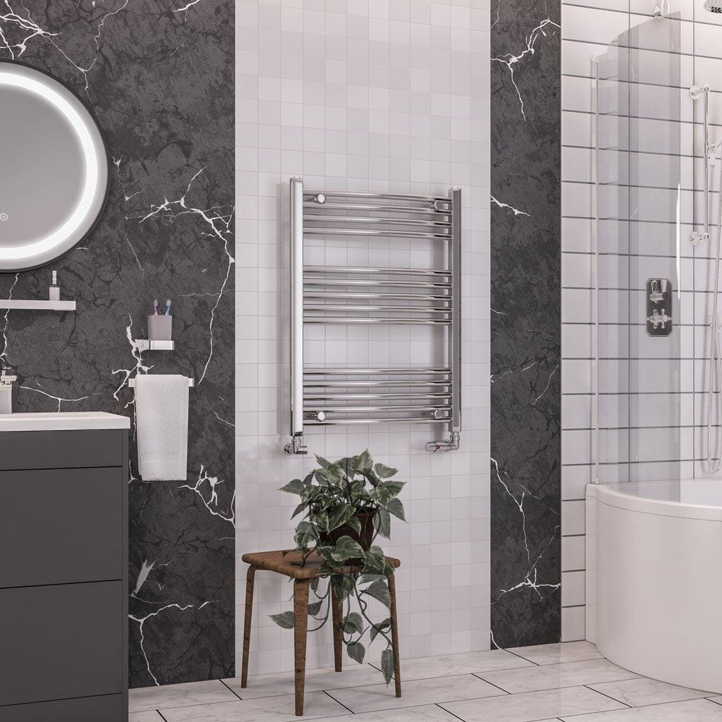 Totally Rads Ladder Rails Eastbrook Wendover Curved Vertical Heated Towel Rail in White 800 x 600 / Electric Only