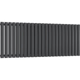 Aquarius Bathrooms Column Radiator Aquarius Athens Horizontal Double Column Radiator 600 x1440mm / Anthracite