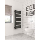 Eastbrook Designer Towel Radiator Eastbrook Helmsley Straight Vertical Designer Towel Rail in Matt Black 1400 x 600 / Electric Only