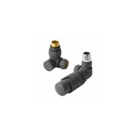 Eastbrook Biava Thermostatic Corner Radiator Valve and Lockshield - Matt Anthracite - 12.056