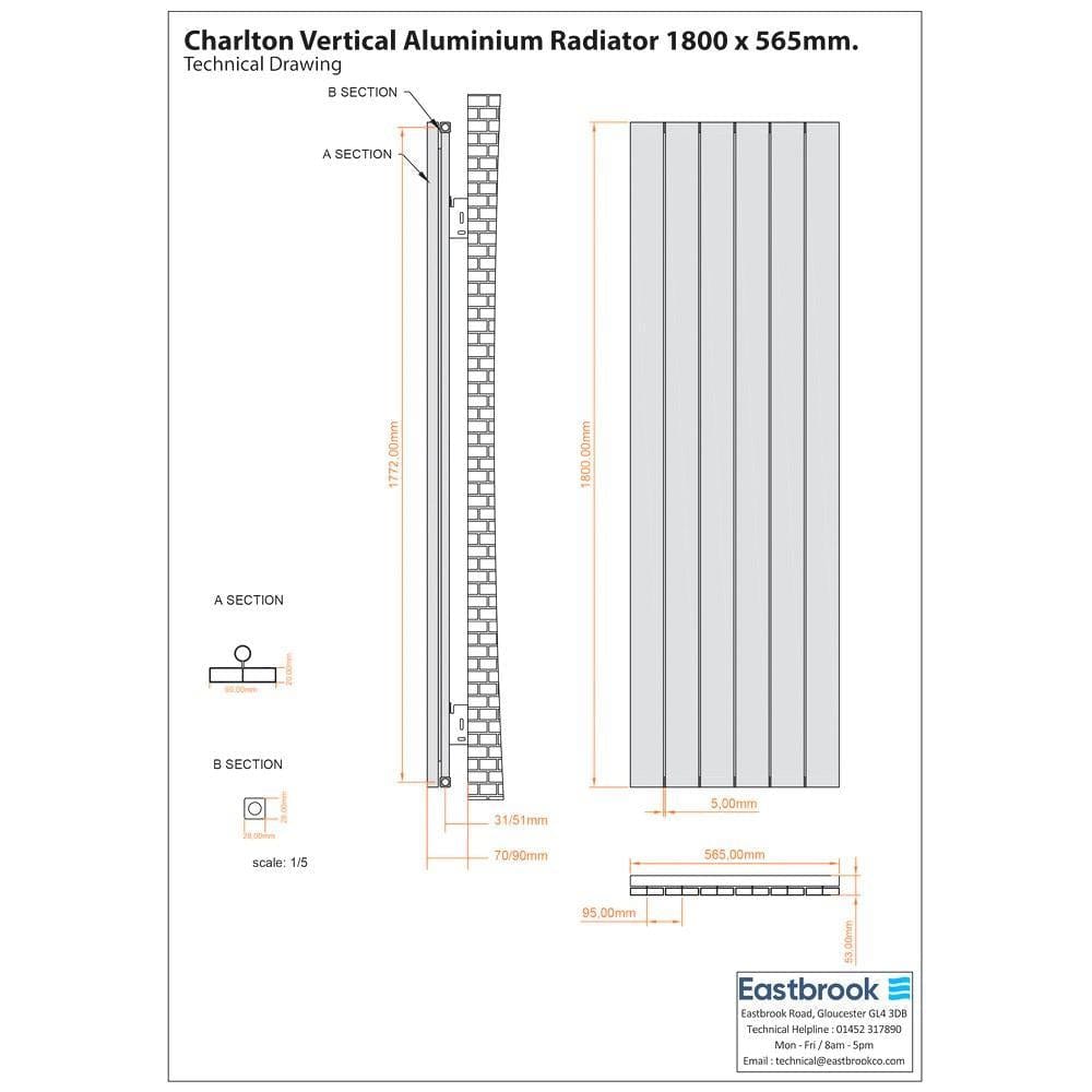 Eastbrook Charlton Vertical Designer Radiator in Matt Black
