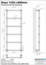Eastbrook Traditional Towel Rail Eastbrook Stour Vertical Traditional Heated Towel Rail in Matt Black