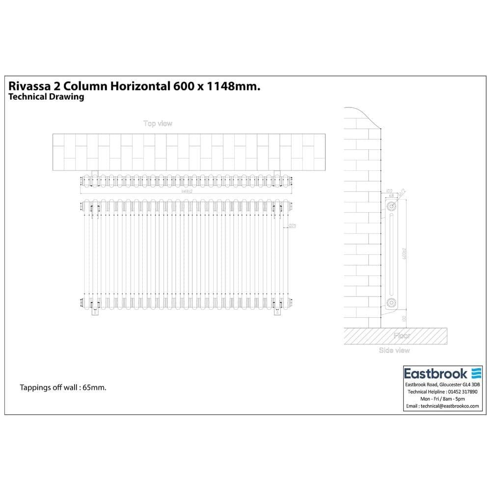 Eastbrook Column Radiator Eastbrook Rivassa Traditional 2 Column Radiator in Matt Anthracite