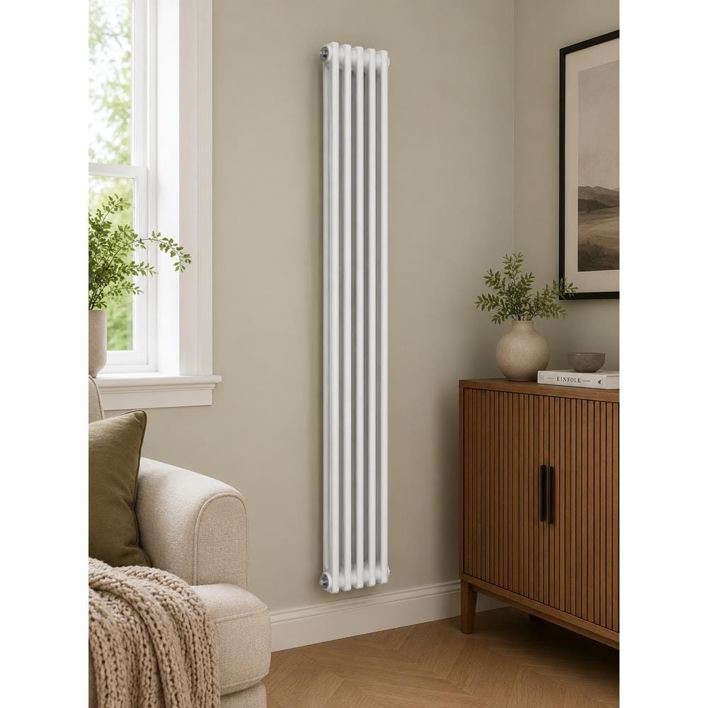 Aquarius Bathrooms Column Radiator Aquarius Foundry Vertical 2 Column Radiator in White 1800 x 245mm