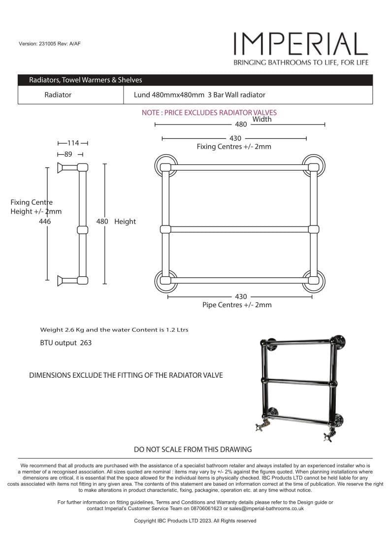Imperial Traditional Towel Rail Imperial Lund Traditional Wall Mounted Heated Towel Rail in Polished Nickel