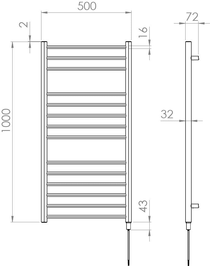 Saneux Ember Straight Vertical Electric Towel Rail