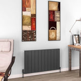 Eastbrook Flat Panel Radiators Eastbrook Charlton Horizontal Designer Radiator in Matt Anthracite 600 x 1040 / Dual Fuel