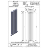 Vogue Column Radiators Vogue Mode II Traditional 2 Column Radiator in Anthracite