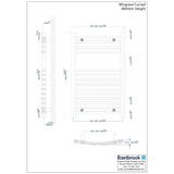Eastbrook Ladder Rail Eastbrook Wingrave Vertical Curved Heated Towel Rail - 800 x 500mm - Chrome