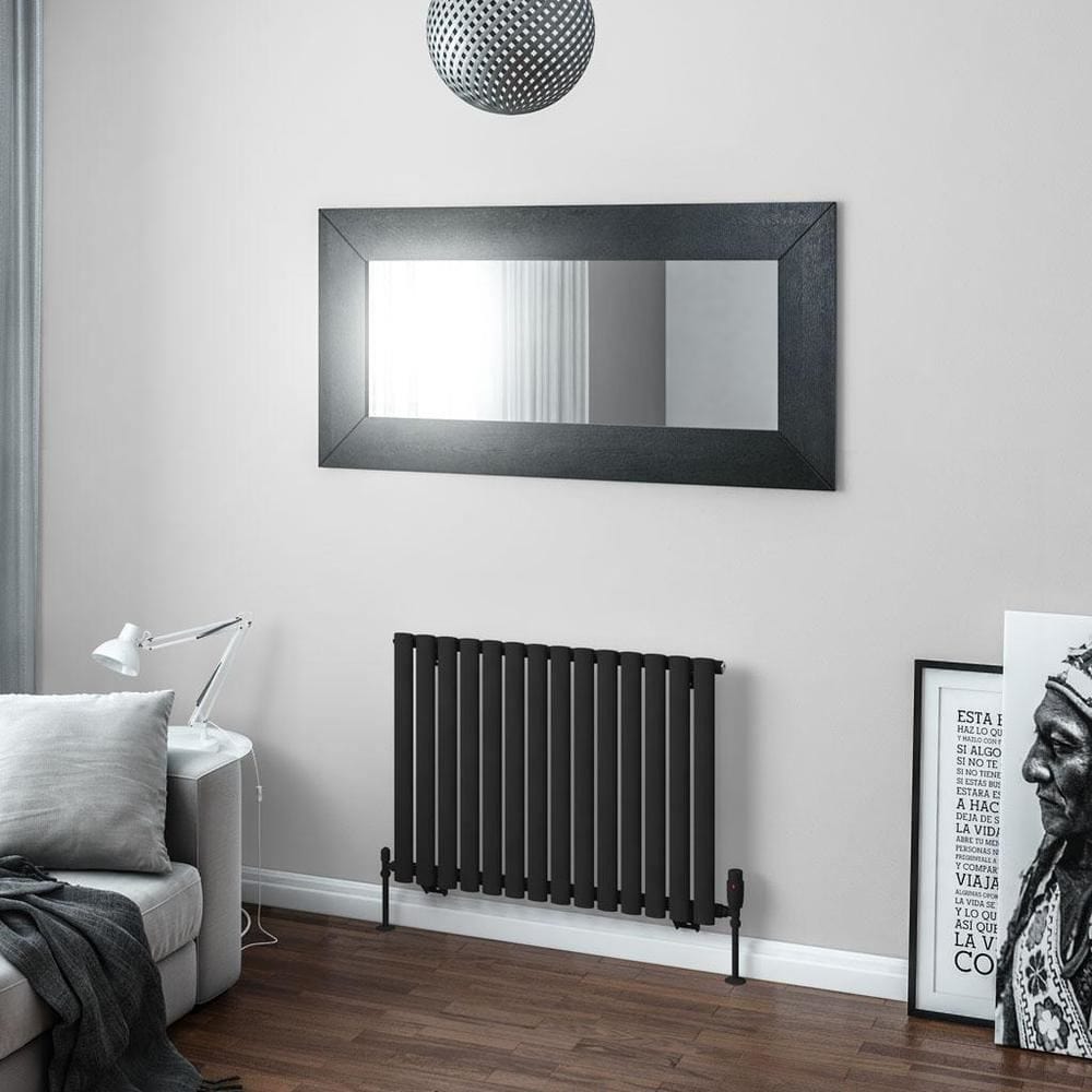 Eastbrook Panel Radiator Eastbrook Tunstall Straight Horizontal Designer Radiator in Matt Black 600 x 825mm