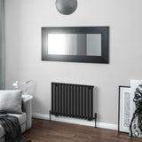 Eastbrook Panel Radiator Eastbrook Tunstall Straight Horizontal Designer Radiator in Matt Black 600 x 825mm