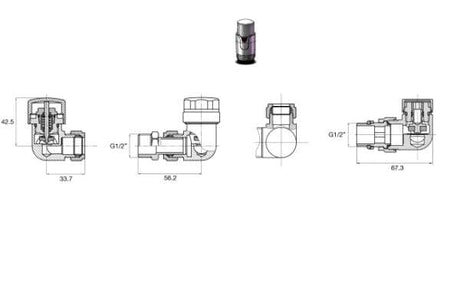 Totally Rads Tissino Hugo2 Double Angle Valves including Thermostatic Head