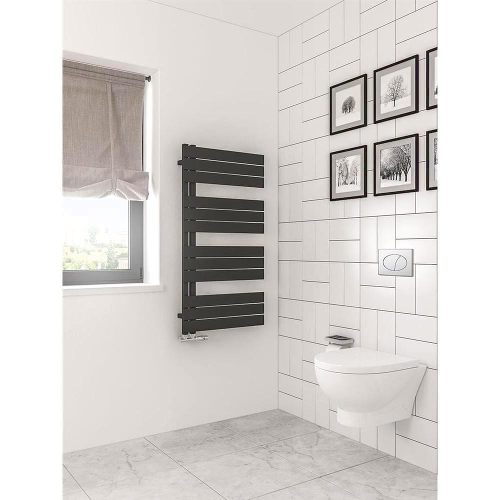 Eastbrook Designer Towel Radiator Eastbrook Helmsley Straight Vertical Designer Towel Rail in Matt Black 1150 x 600 / Electric Only