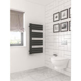 Eastbrook Designer Towel Radiator Eastbrook Helmsley Straight Vertical Designer Towel Rail in Matt Black 1150 x 600 / Electric Only