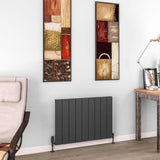 Eastbrook Flat Panel Radiators Eastbrook Charlton Horizontal Designer Radiator in Matt Anthracite 600 x 850 / Dual Fuel
