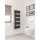 Eastbrook Designer Towel Radiator Eastbrook Helmsley Straight Vertical Designer Towel Rail in Matt Black 1400 x 500 / Electric Only