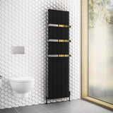 Eastbrook Panel Radiator Eastbrook Rosano Straight Vertical Aluminium Radiator in Matt Black 1800 x 470mm / Dual Fuel