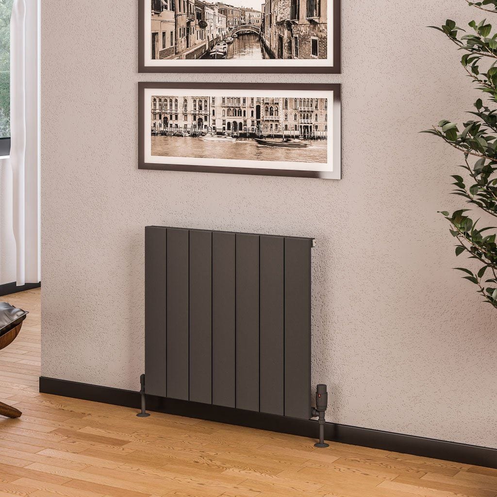 Eastbrook Eastbrook Rosano Straight Horizontal Aluminium Radiator  in Matt White 600 x 660mm / Dual Fuel