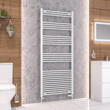 Eastbrook Ladder Rail Eastbrook Wendover Straight Vertical Heated Towel Rail in White 1800 x 750 / Dual Fuel