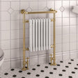 Eastbourne Inset Radiator Eastbrook Isbourne Straight Vertical Traditional Radiator in Brushed Brass/Gloss White Dual Fuel