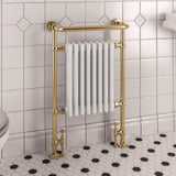 Eastbourne Inset Radiator Eastbrook Isbourne Straight Vertical Traditional Radiator in Brushed Brass/Gloss White Dual Fuel