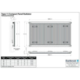 Aquarius Type 11 Compact Panel Radiator In Gloss White