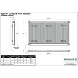 Aquarius Bathrooms Type 11 Aquarius Type 11 Compact Panel Radiator In Gloss White