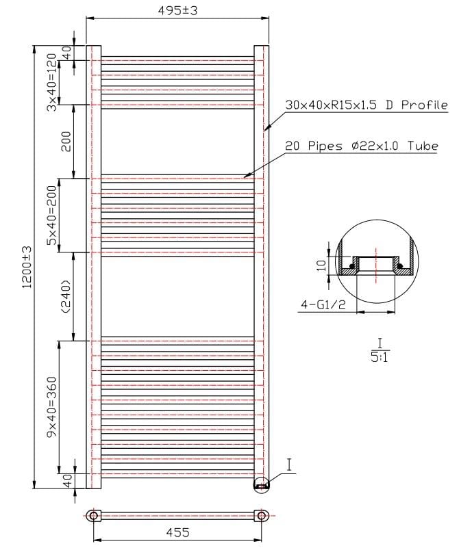 Aquarius Ladder Rails Aquarius Noir High Output Ladder Towel Rail Matt Black