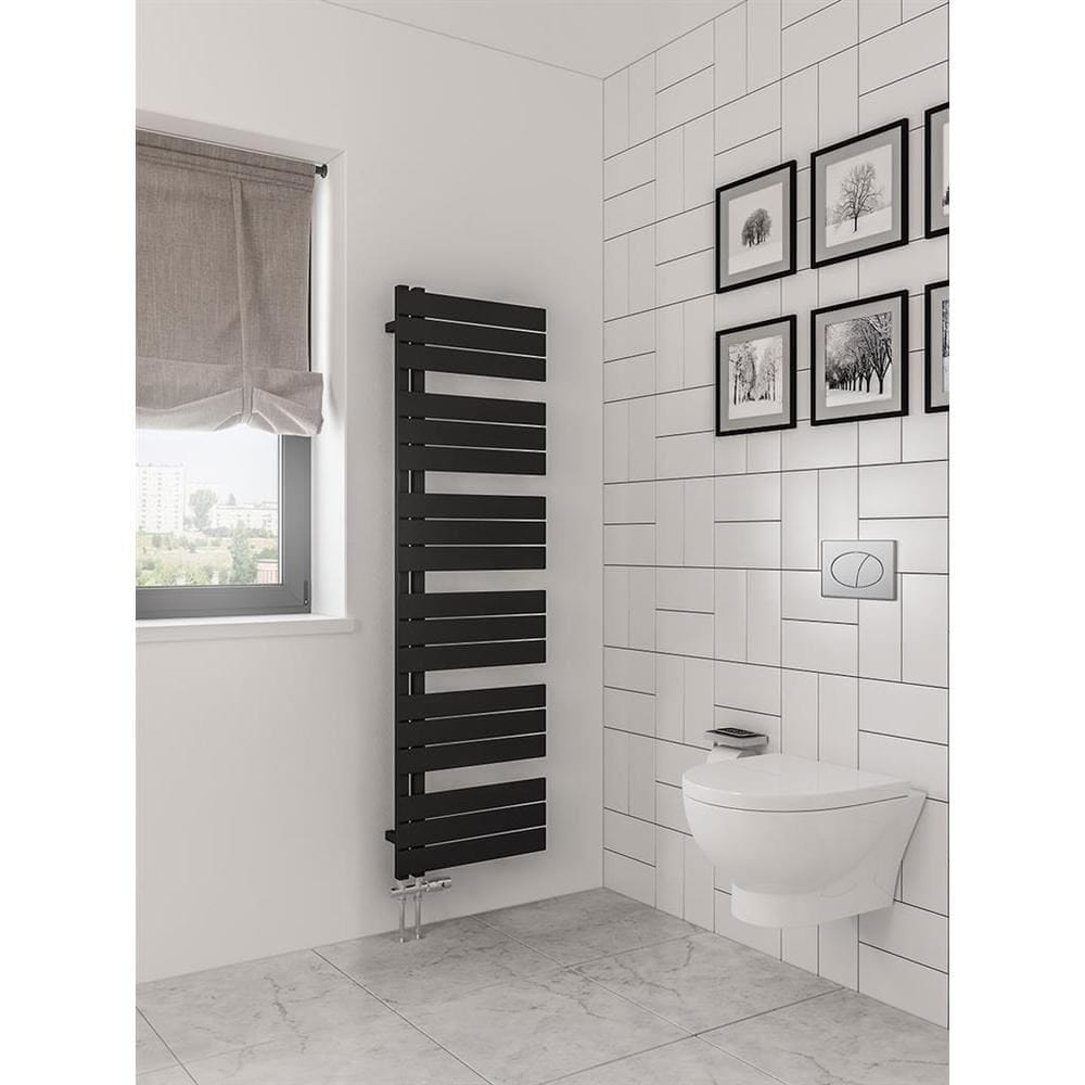 Eastbrook Designer Towel Radiator Eastbrook Helmsley Straight Vertical Designer Towel Rail in Matt Black 1640 x 500 / Central Heating