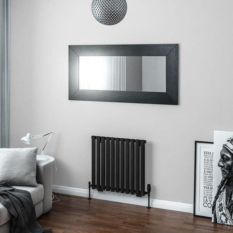 Eastbrook Panel Radiator Eastbrook Tunstall Straight Horizontal Designer Radiator in Matt Black 600 x 648mm