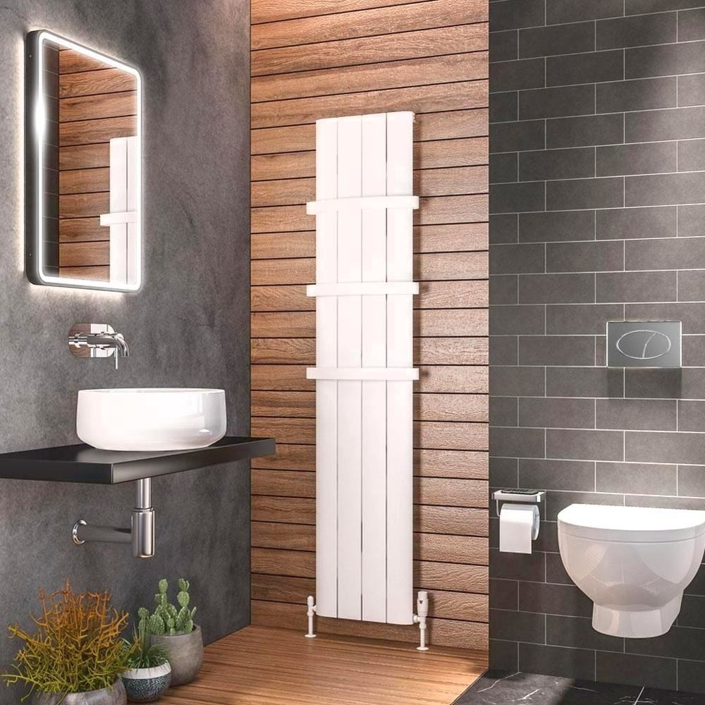 Eastbrook Panel Radiator Eastbrook Peretti Straight Vertical Aluminium Radiator in Matt White 1800 x 375 / Electric Only