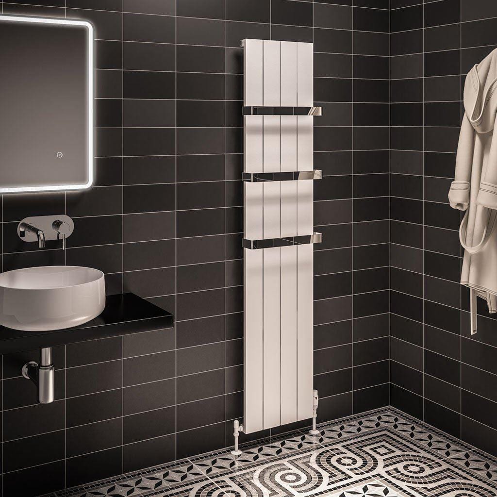 Eastbrook Panel Radiator Eastbrook Rosano Straight Vertical Aluminium Radiator in Matt White 1800 x 375mm / Dual Fuel