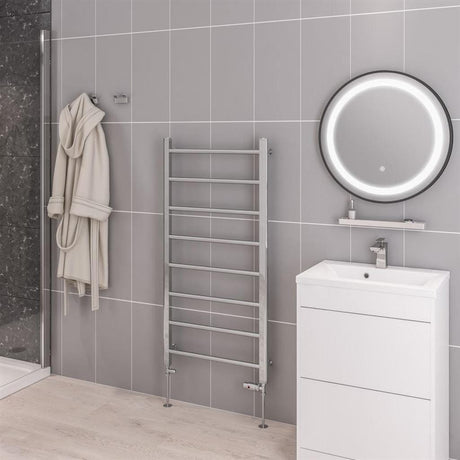 Eastbrook Ladder Rail Eastbrook Tuscan Round Heated Towel Rail in Chrome 1200 x 600 / Central Heating