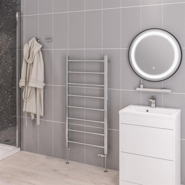 Eastbrook Ladder Rail Eastbrook Tuscan Round Heated Towel Rail in Chrome 1200 x 600 / Central Heating