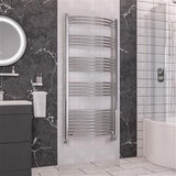 Eastbrook Ladder Rail Eastbrook Wendover Curved Vertical Heated Towel Rail - 1600 x 750mm in Chrome