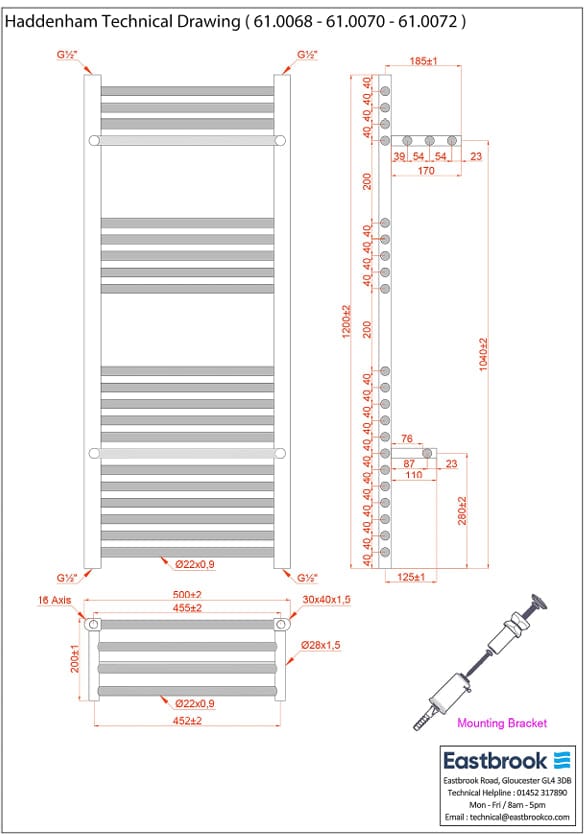Eastbrook Ladder Rail Eastbrook Haddenham Straight Vertical Towel Rail in Chrome