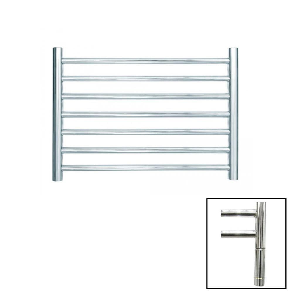 JIS Ladder Rail JIS Sussex Buxted Horizontal Stainless Steel Heated Towel Rail Polished Chrome / Electric Only with Cylindrical Adjustable Element