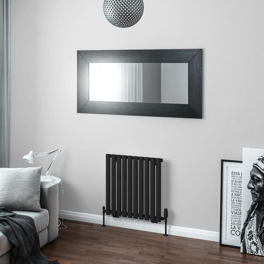 Eastbrook Panel Radiator Eastbrook Tunstall Straight Horizontal Designer Radiator in Matt Black 600 x 589mm