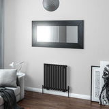 Eastbrook Panel Radiator Eastbrook Tunstall Straight Horizontal Designer Radiator in Matt Black 600 x 589mm