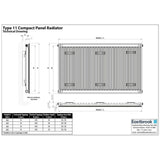 Aquarius Type 11 Compact Panel Radiator In Gloss White