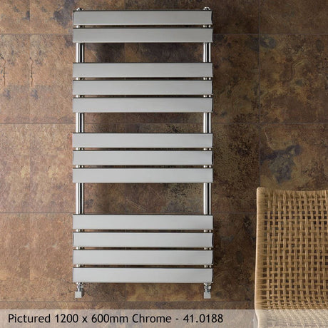 Totally Rads Eastbrook Staverton Tube on Tube Straight Vertical Heated Towel Rail in Chrome 1200 x 600 / Central Heating