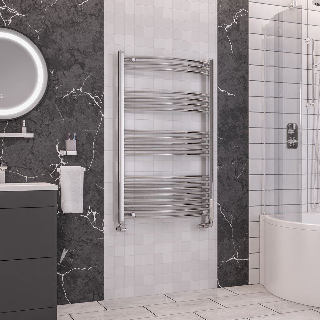 Eastbrook Wendover Curved Vertical Heated Towel Rail in White