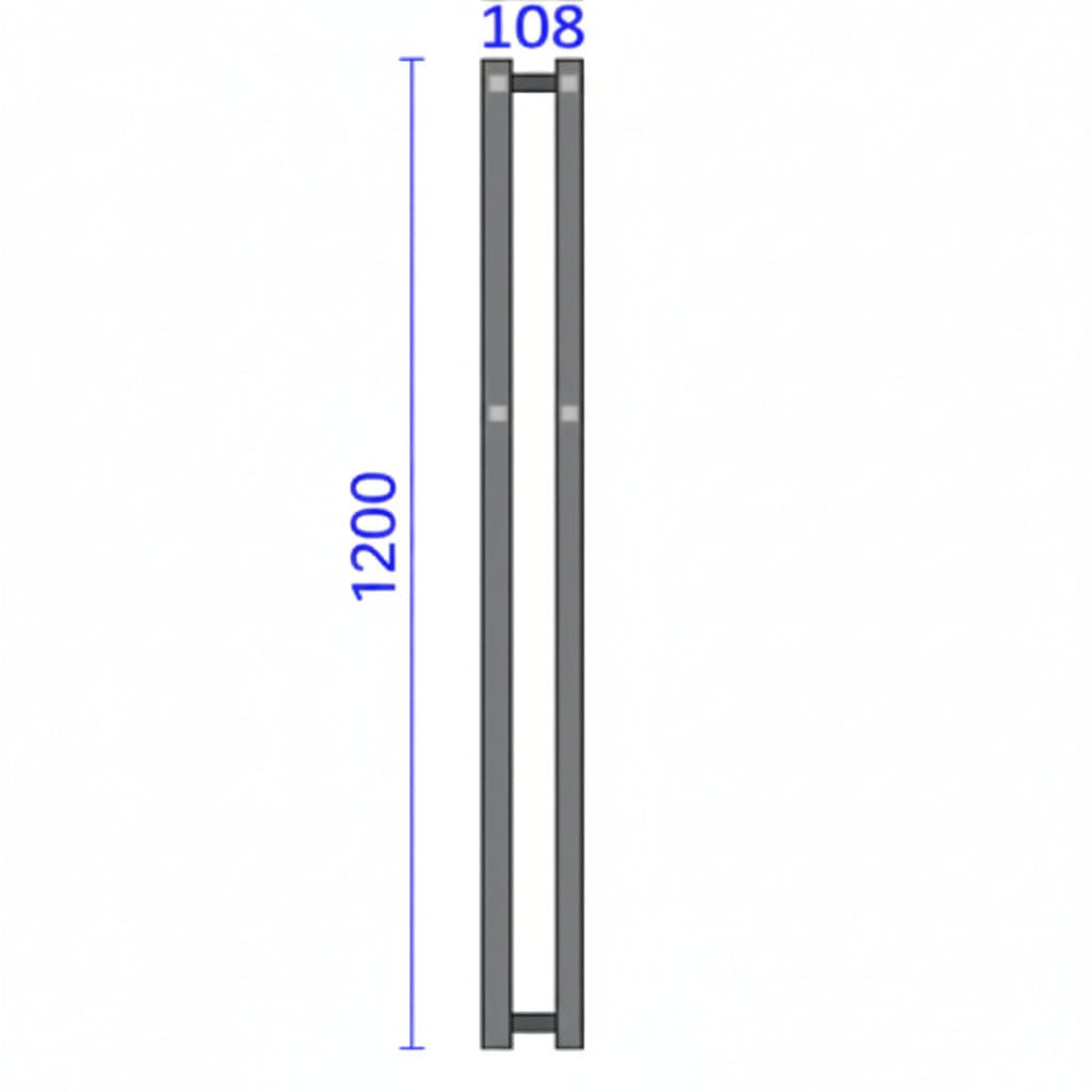 Reina Designer Towel Radiator Reina Todi Heated Vertical Towel Rail with Hooks - 1200 x 108 mm - in Chrome