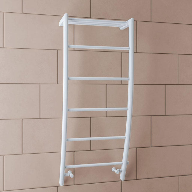 Eastbrook Ladder Rail Eastbrook Biava Corinium Vertical Designer Heated Towel Rail - 1200 x 500mm - Gloss White