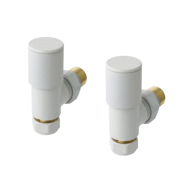 Eastbrook Round Head Angled Manual Radiator Valves Pair - Matt White - 41.3011