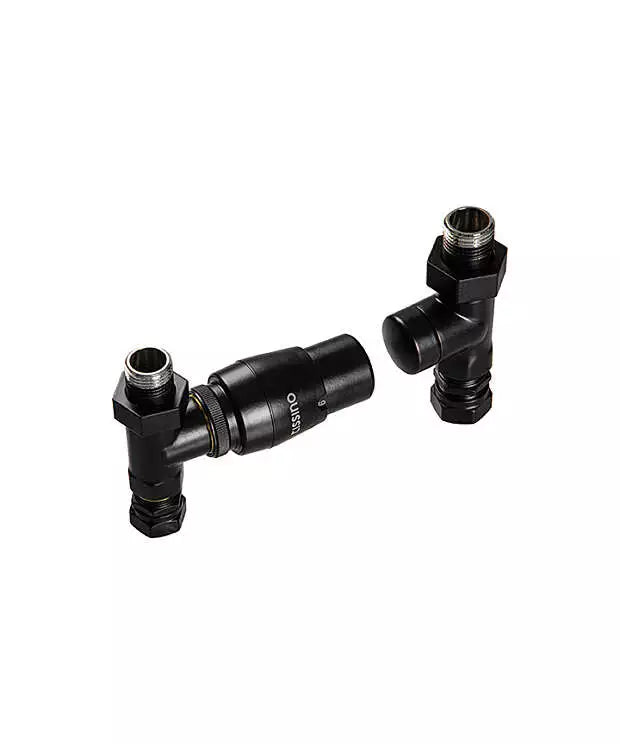 Tissino Hugo2 - Straight Valves with Thermostatic Head - Matt Black - THU-303-MN