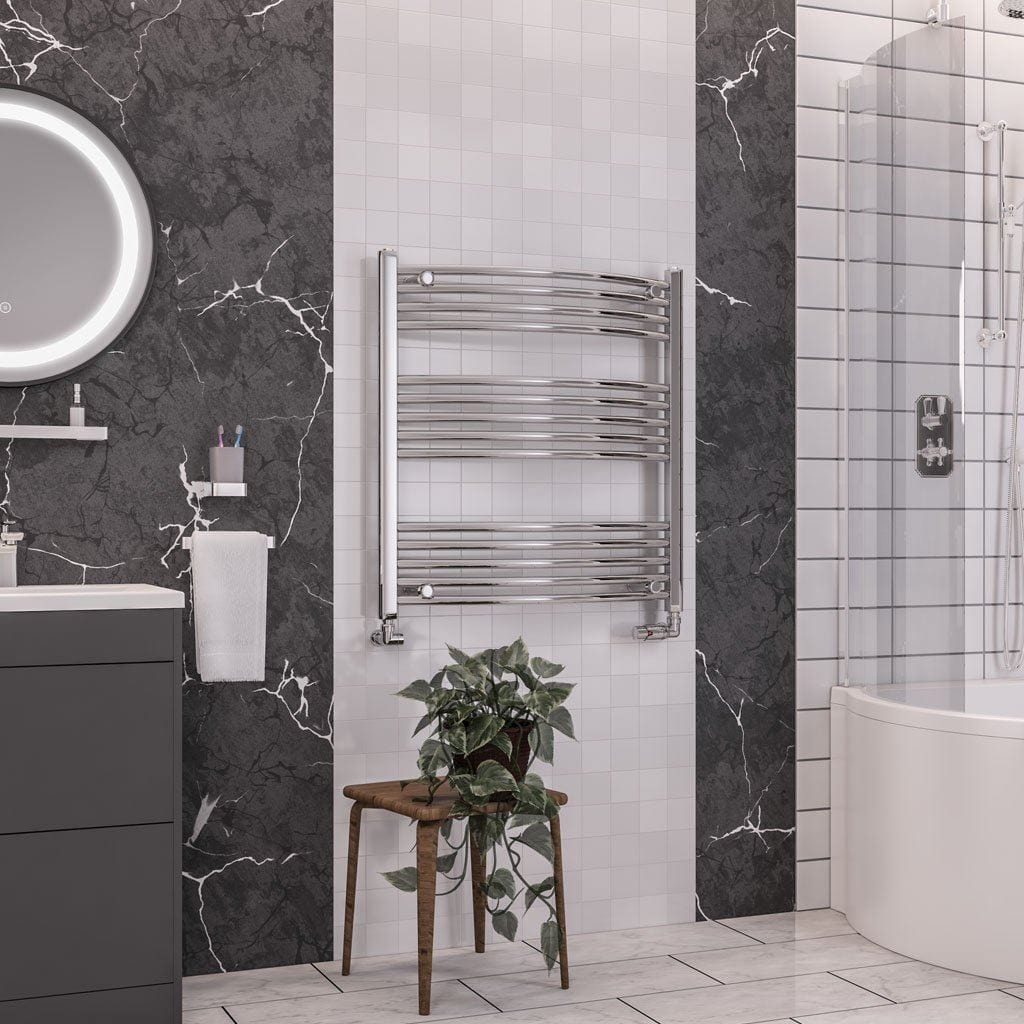 Eastbrook Wendover Curved Vertical Heated Towel Rail in White