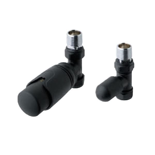 Eastbrook Biava Thermostatic Straight Radiator Valve and Lockshield - Matt Black - 41.3022