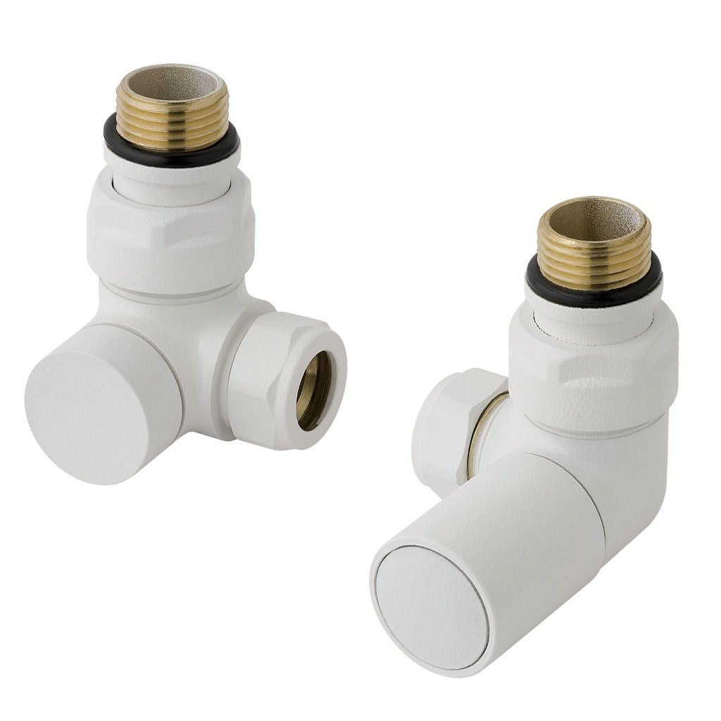 Eastbrook Corner Manual Radiator Valves Pair - Matt White - 41.3017