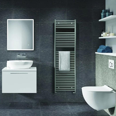 Tissino Ladder Rails Tissino Hugo2 Designer Towel Radiator in Lusso Grey 1652 x 500 / Central Heating